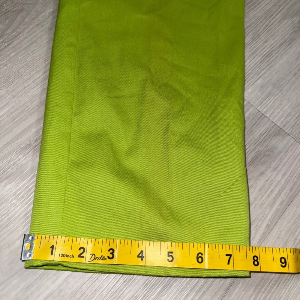 Vintage Bouillabaisse Deborah Lime Green High Waist Cotton Straight Leg Pants 12 - Picture 5 of 10